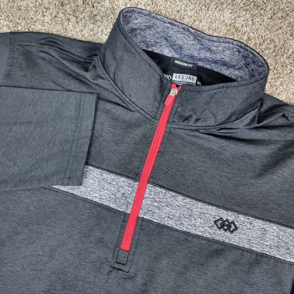 Legend Golf Modern Fit Mens XL Gray Performance Stretch‎ Quarter Zip